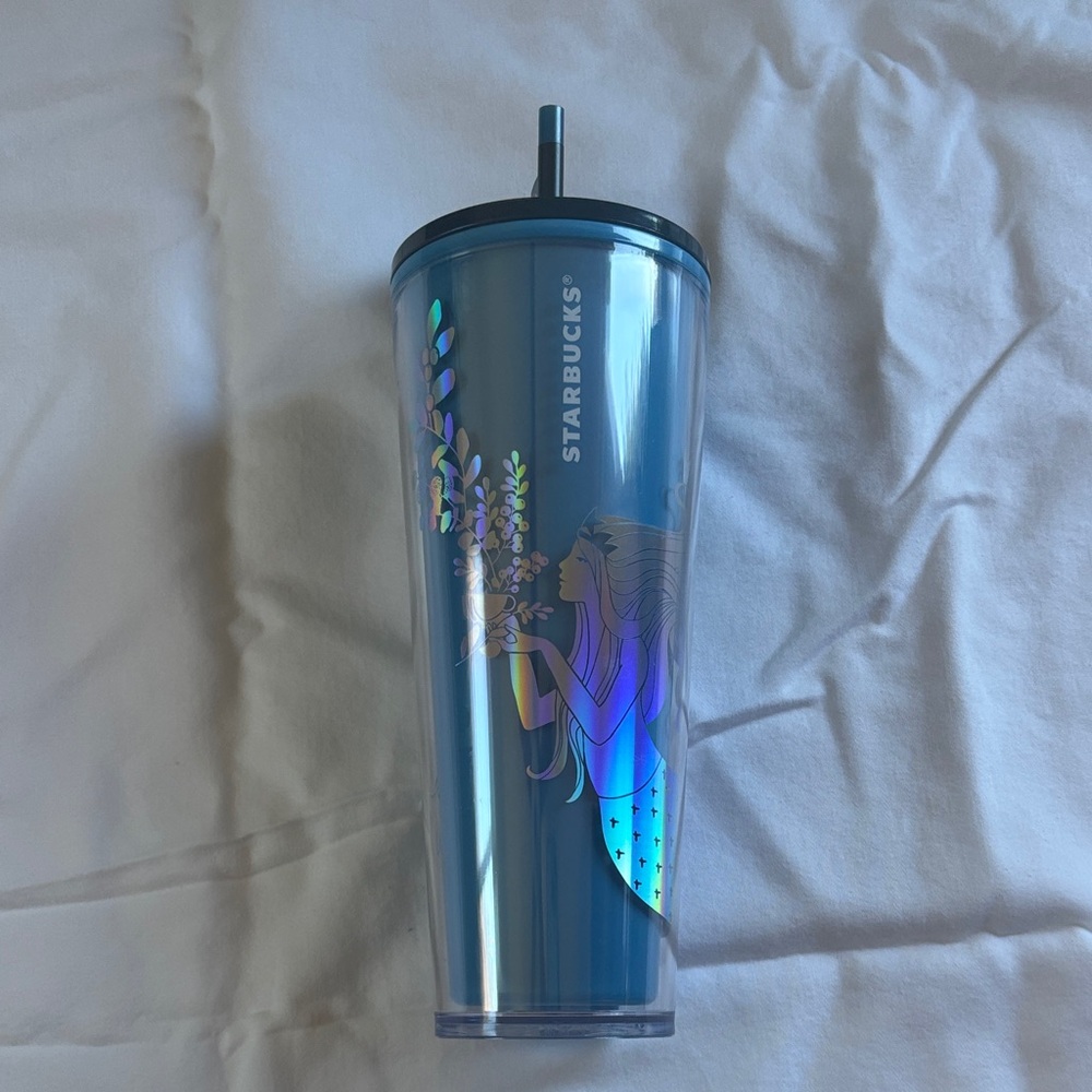 Starbucks Iridescent Blue Mermaid with Artistic Design
